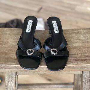 Black Brighton Trina Heels with Silver Heart